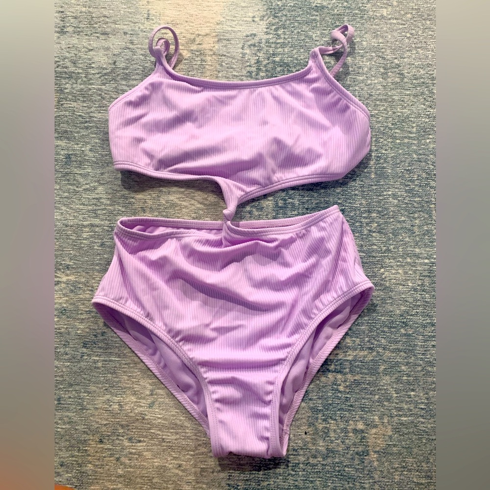 Girls one piece lavender bathing suit
